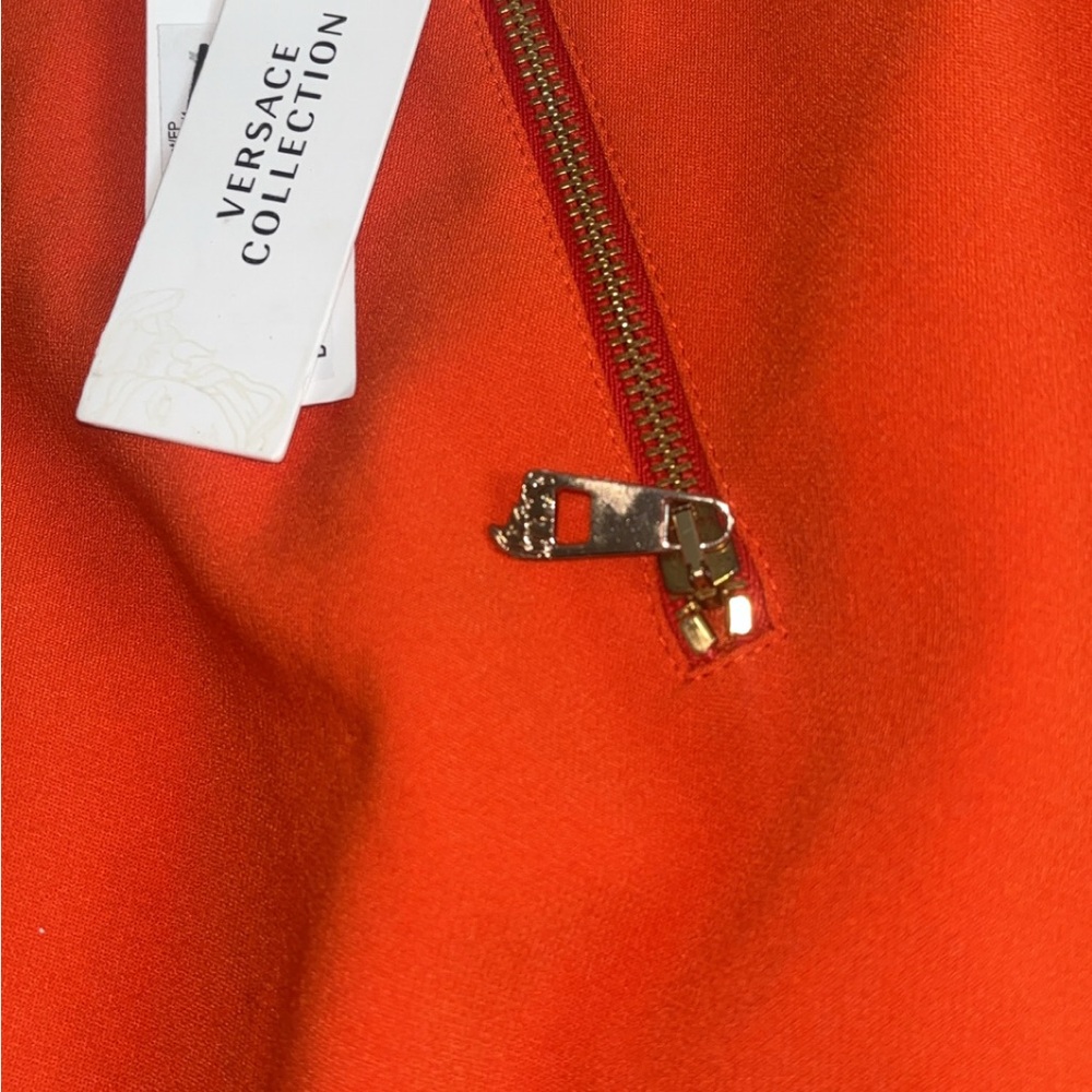 Versace Collection Vibrant Orange Top with Gold Zip